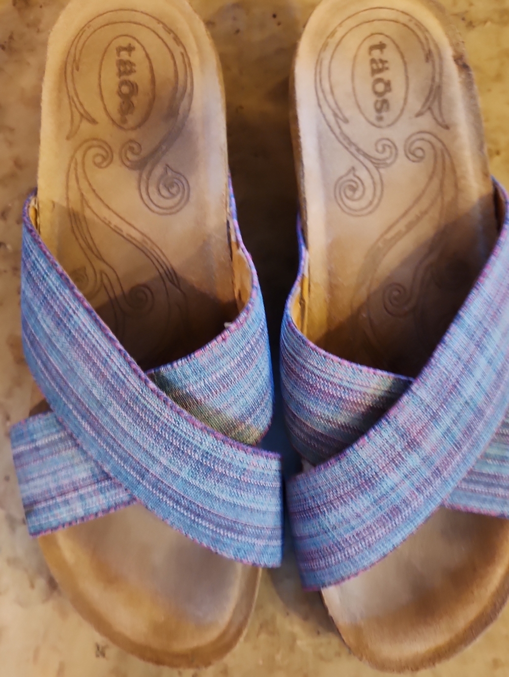 Taos Blue Cross Sandals 9.5